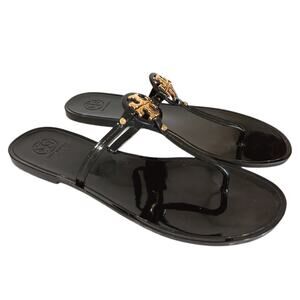 Tory Burch Black Sandals with Gold Accent